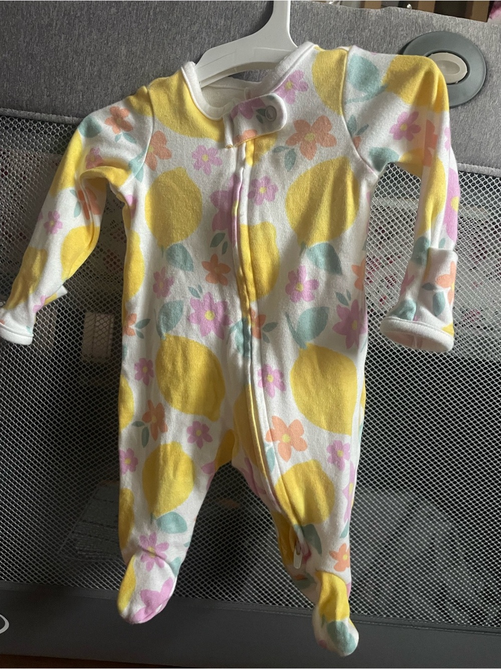 Carter's Lemon & Floral Footed Pajamas - White, Yellow, Pink, Mint